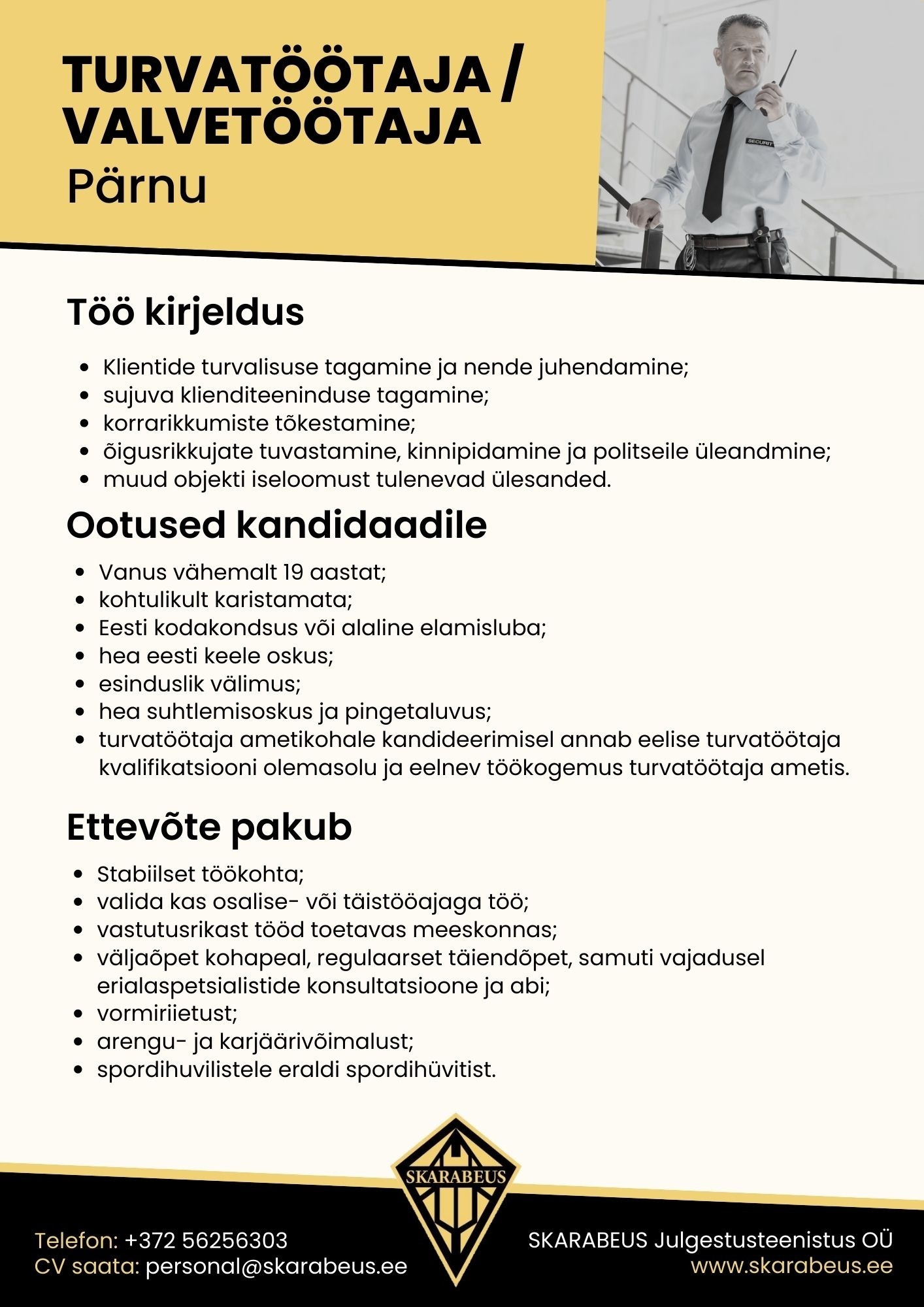 CVKeskus.ee klient Turvatöötaja / Valvetöötaja (Pärnu)