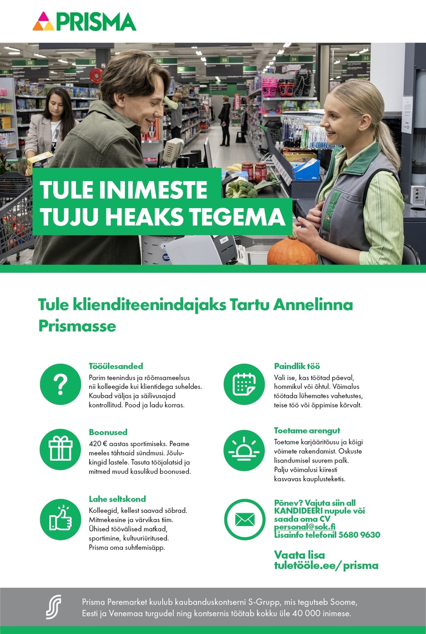 Prisma Peremarket AS Klienditeenindaja Annelinna Prisma