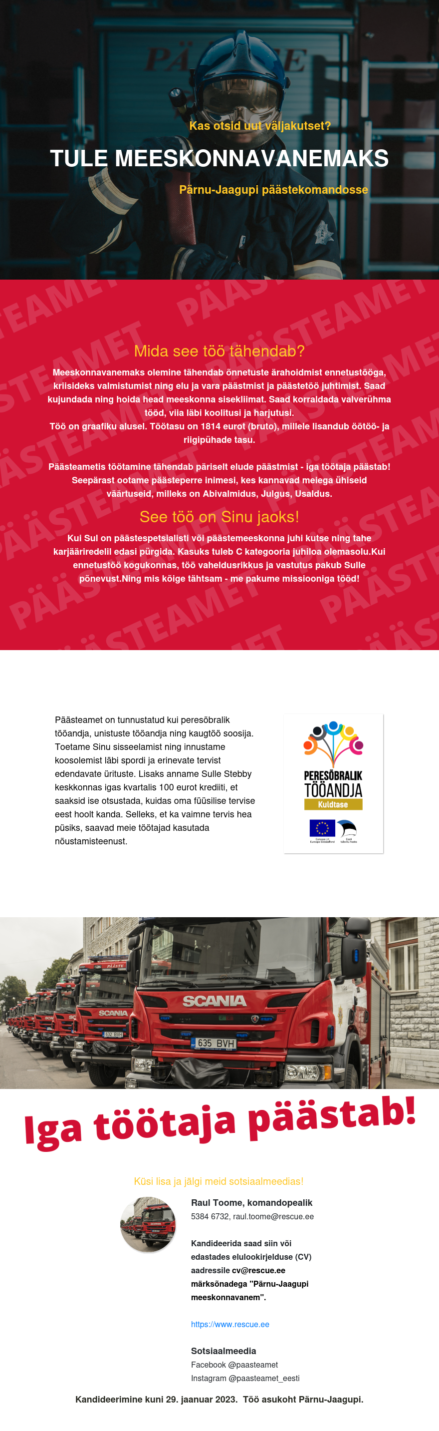 Päästeamet Pärnu-Jaagupi päästekomando meeskonnavanem