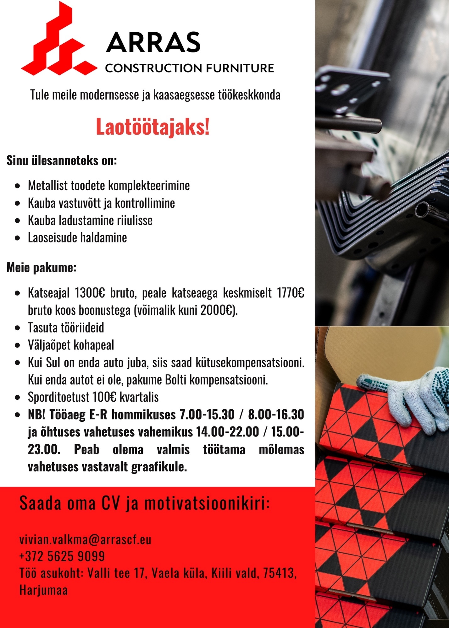 Arras Construction Furniture OÜ Laotöötaja