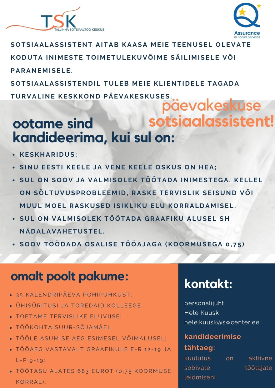 Tallinna Sotsiaaltöö Keskus Sotsiaalassistent