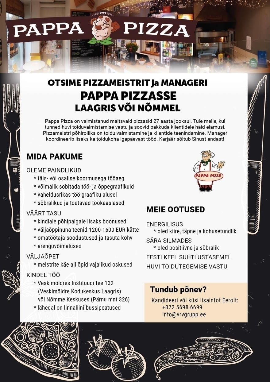 VRV GRUPP OÜ Pizzameister-Klienditeenindaja