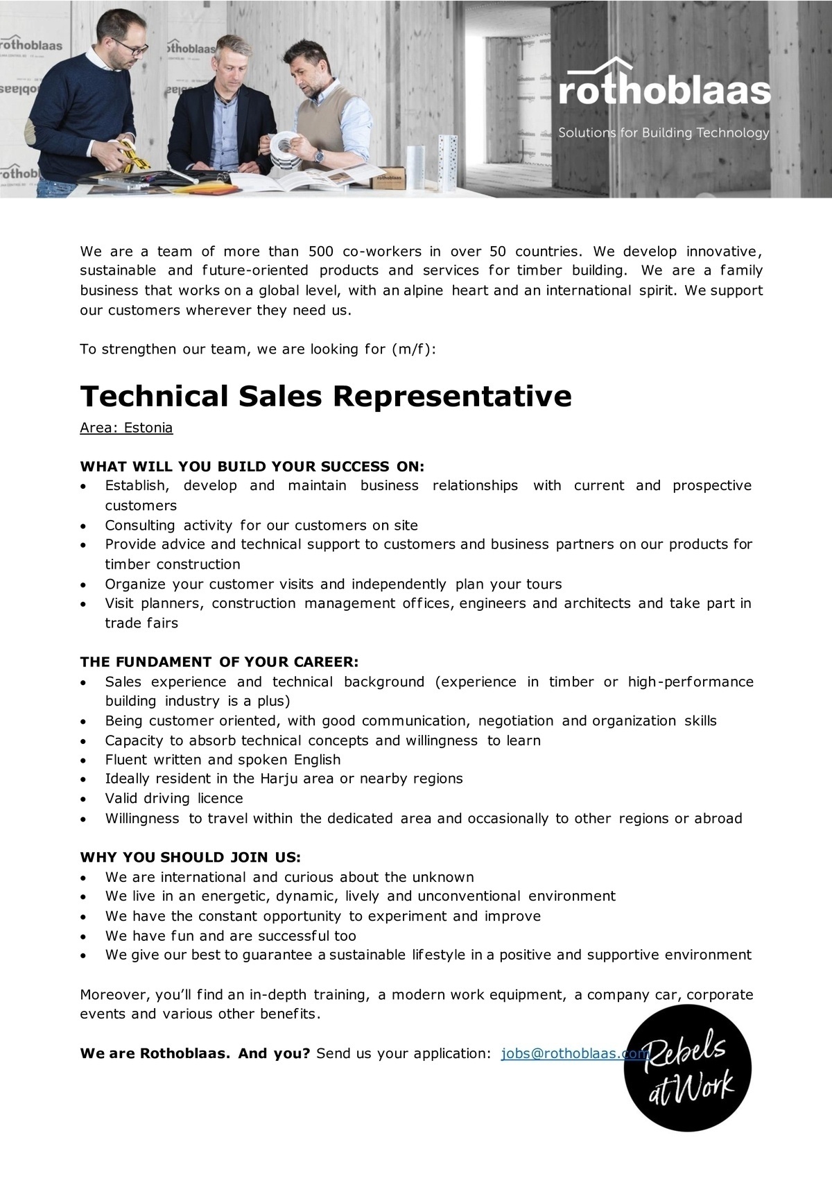 Rotho Blaas Baltic SIA Technical Sales Representative