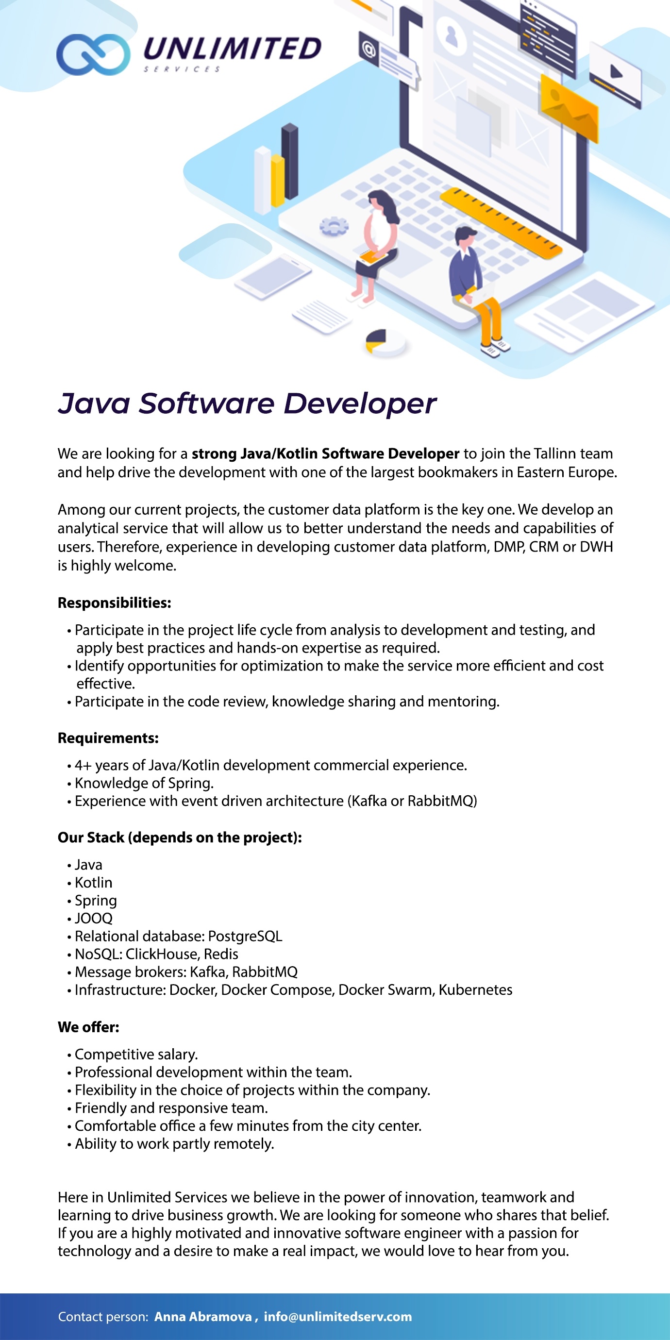 Unlimited Services OÜ Java Software Developer