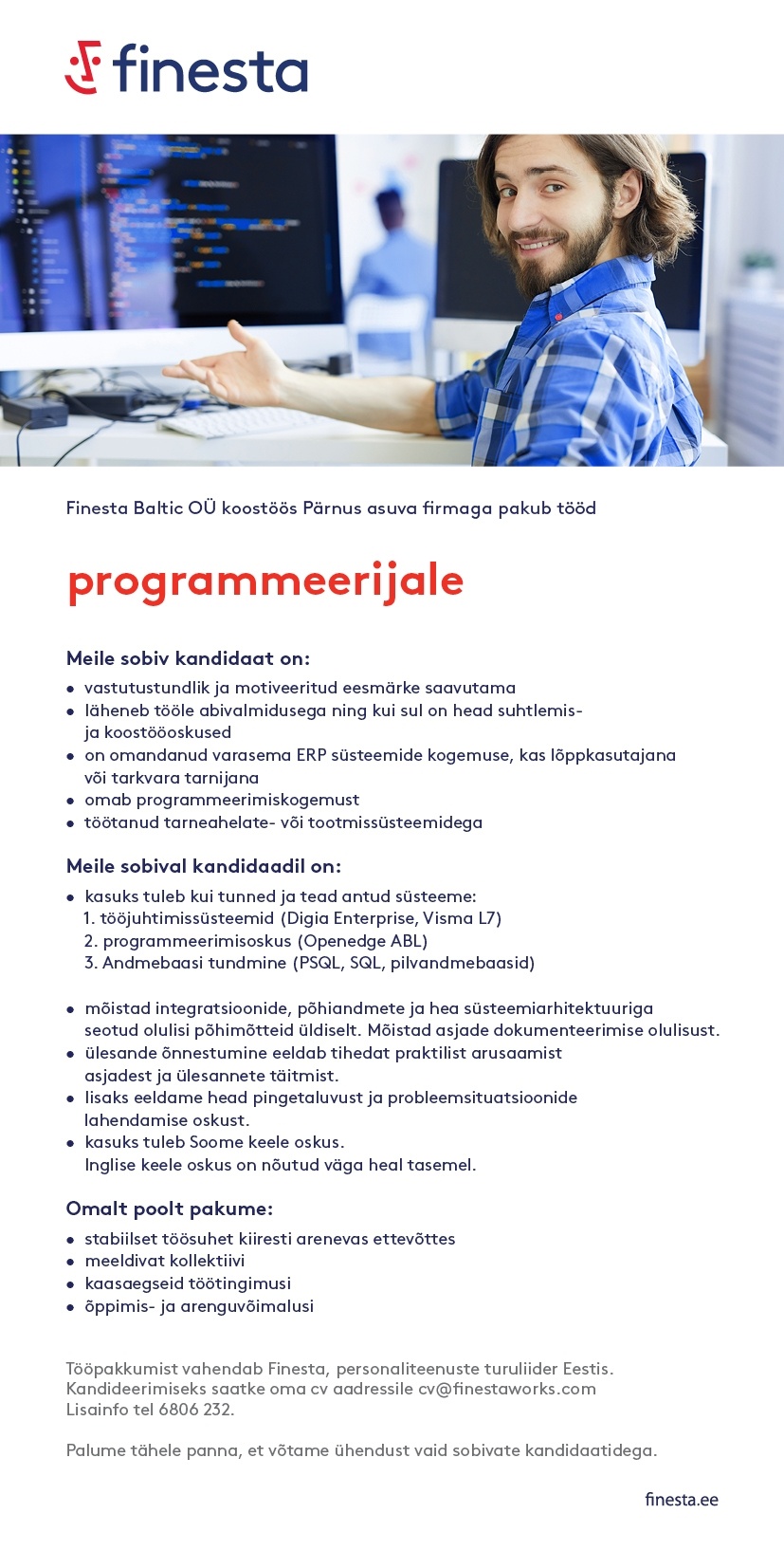 Finesta Baltic OÜ Programmeerija