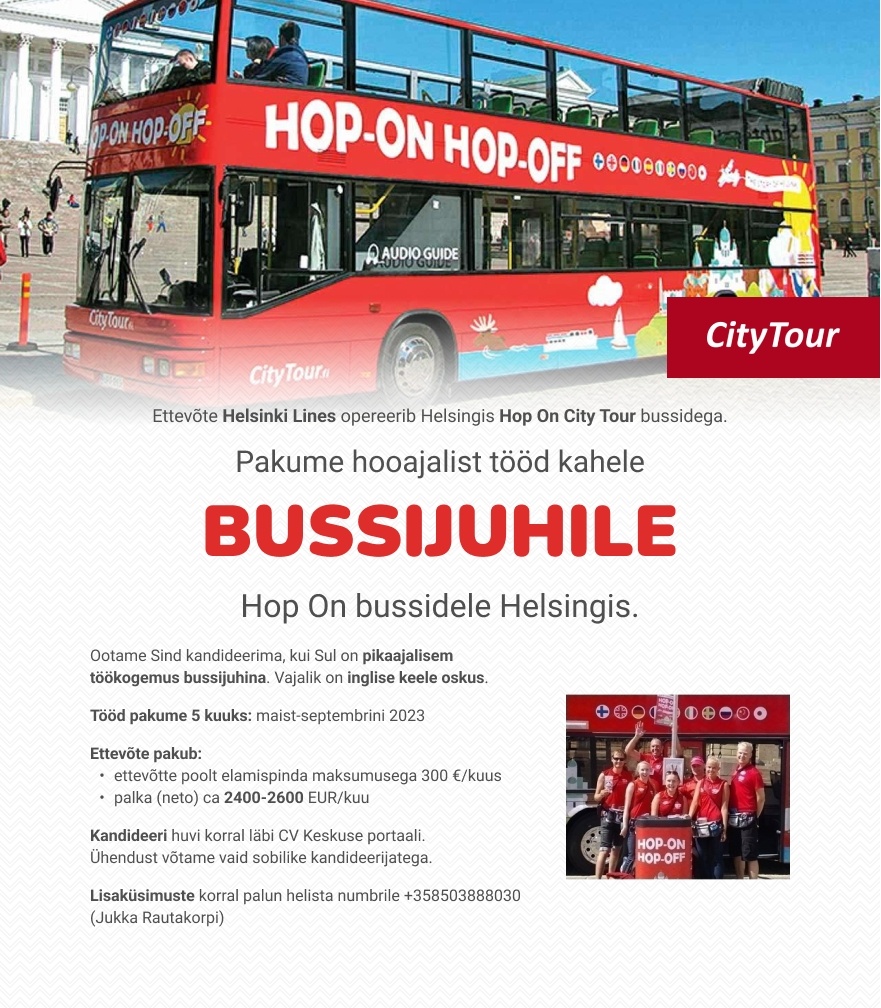 Royal Line Bussijuht Hop-On Hop-Off bussile (hooajaline)