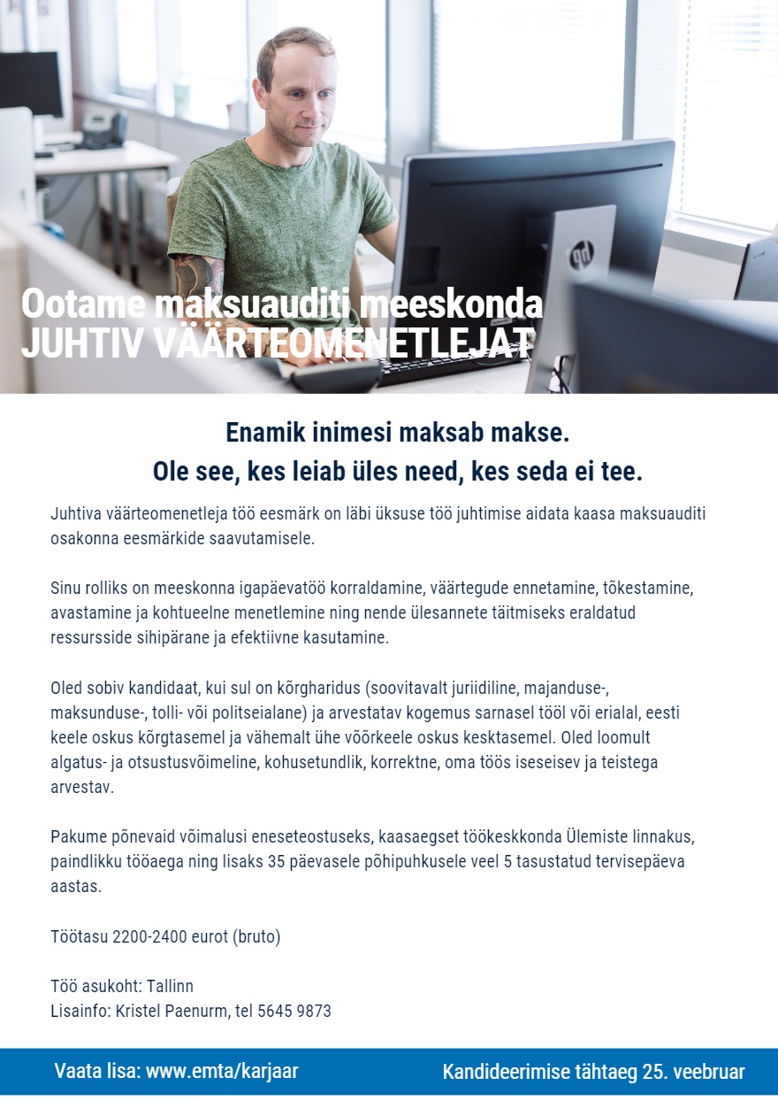 CVKeskus.ee klient JUHTIV VÄÄRTEOMENETLEJA