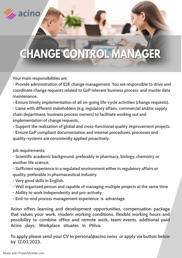 CVKeskus.ee client CHANGE CONTROL MANAGER