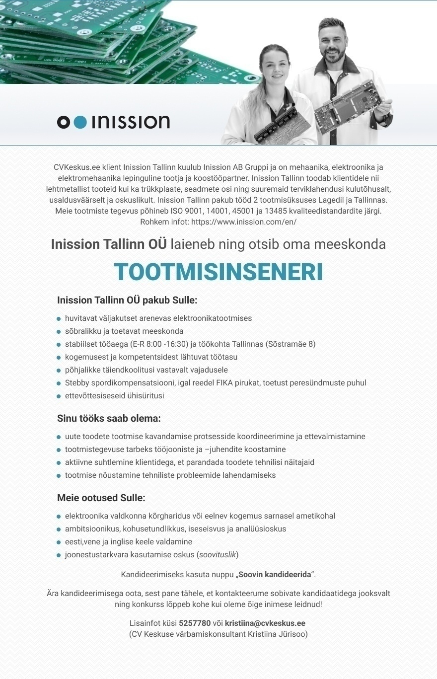 Inission Tallinn OÜ TOOTMISINSENER