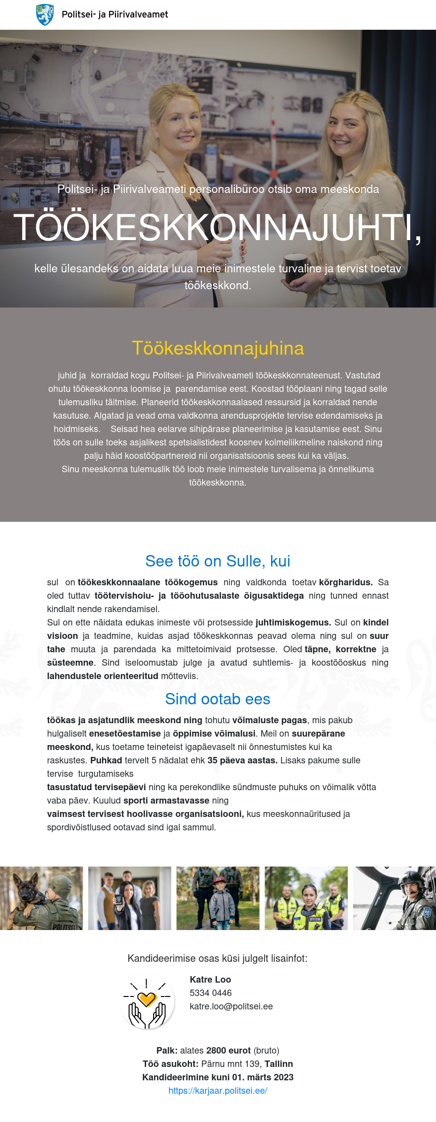 Politsei- ja Piirivalveamet Töökeskkonnajuht