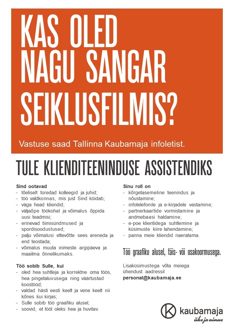 Kaubamaja Klienditeeninduse assistent