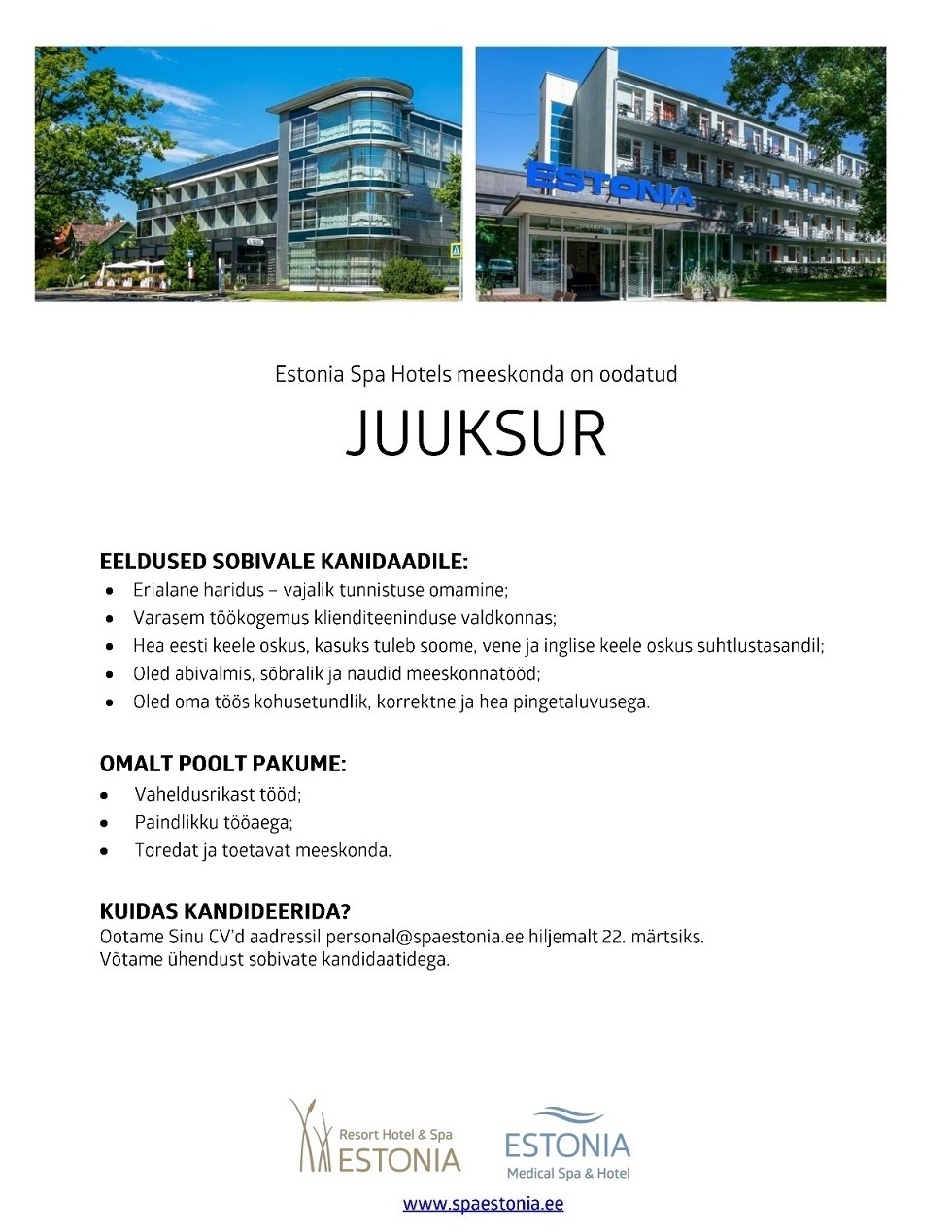 Estonia Spa Hotels AS Juuksur