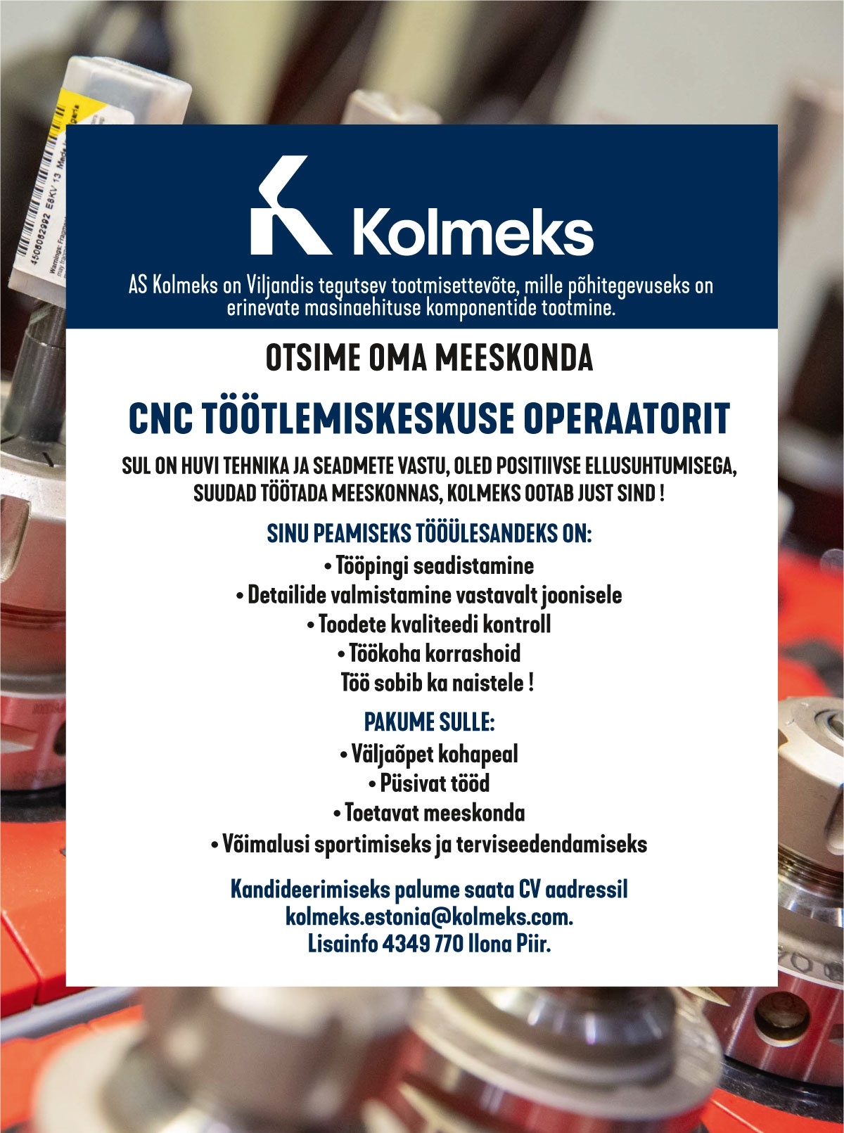 CVKeskus.ee klient CNC-töötlemiskeskuse operaator