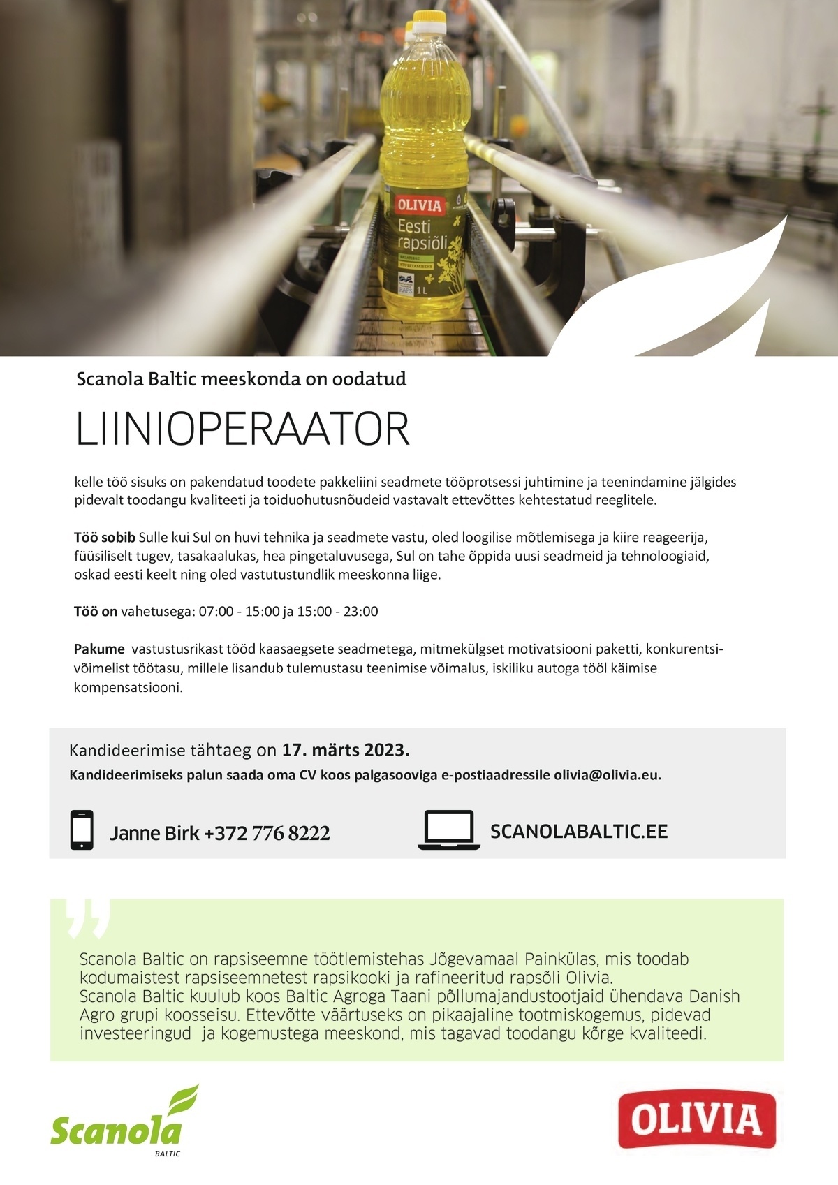 SCANOLA BALTIC AS Liinioperaator