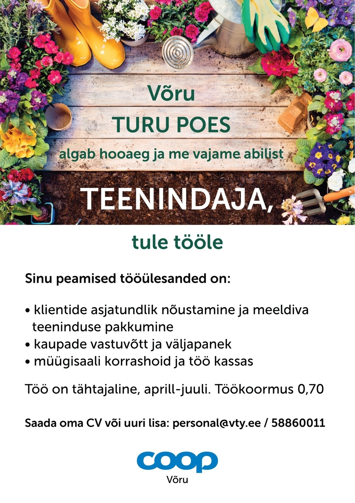 Coop Võru Teenindaja (Turu pood, puhkuste asendaja)