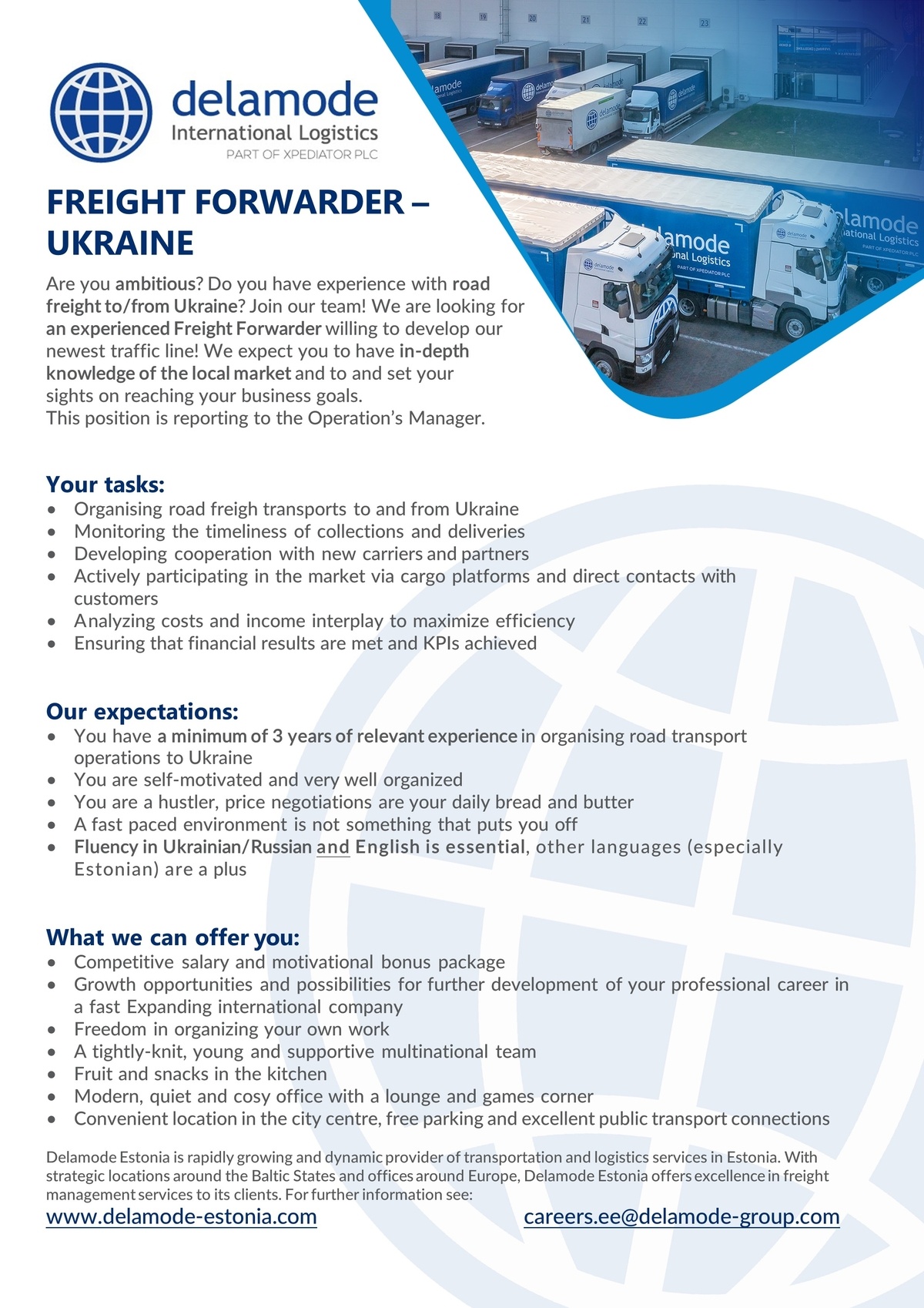 DELAMODE ESTONIA OÜ Freight Forwarder - Ukraine