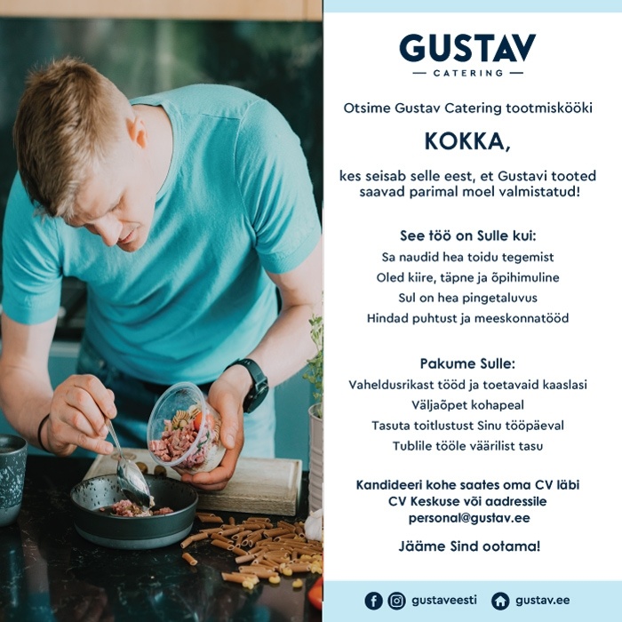 GUSTAV CAFE OÜ KOKK Gustavi tootmiskööki