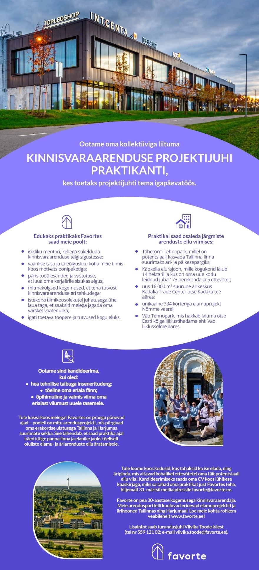 Favorte OÜ KINNISVARAARENDUSE PROJEKTIJUHI PRAKTIKANT