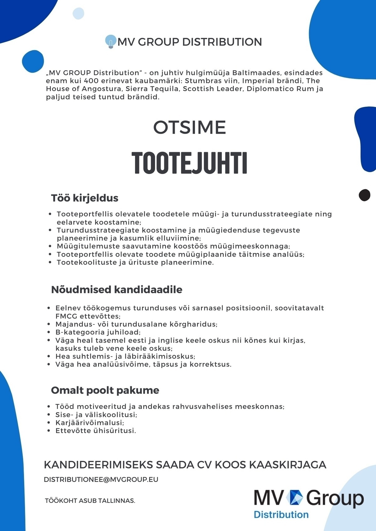 MV Eesti OÜ Tootejuht