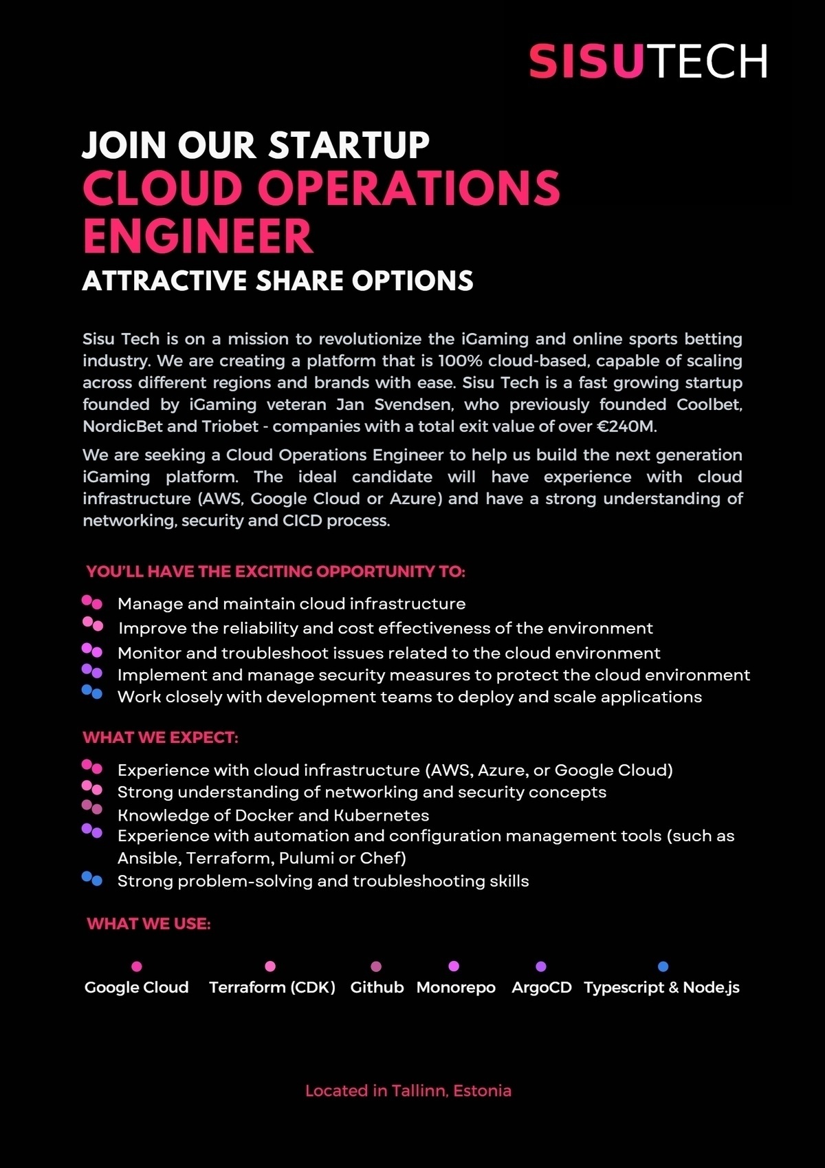 Sisu Tech OÜ Cloud Operations Engineer