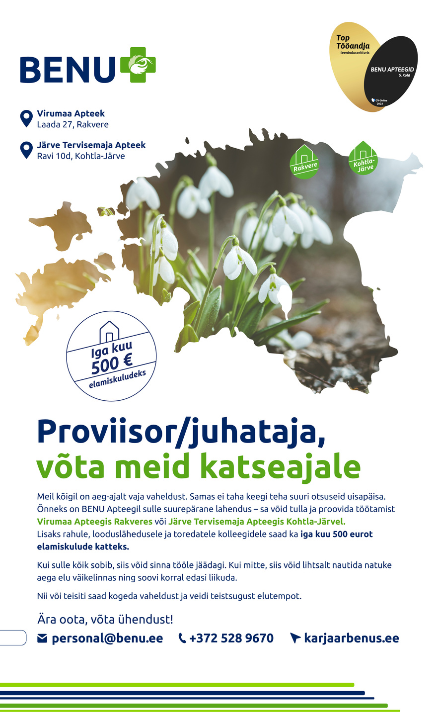 BENU Apteek Proviisor/juhataja, võta meid katseajale!