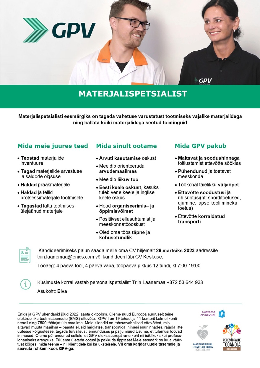GPV Estonia Materjalispetsialist