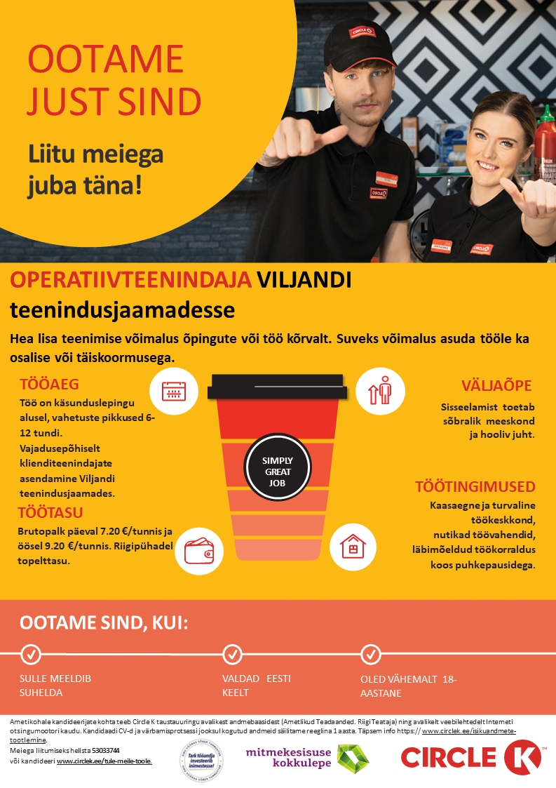 Circle K Eesti AS Operatiivteenindaja Viljandi teenindusjaamadesse