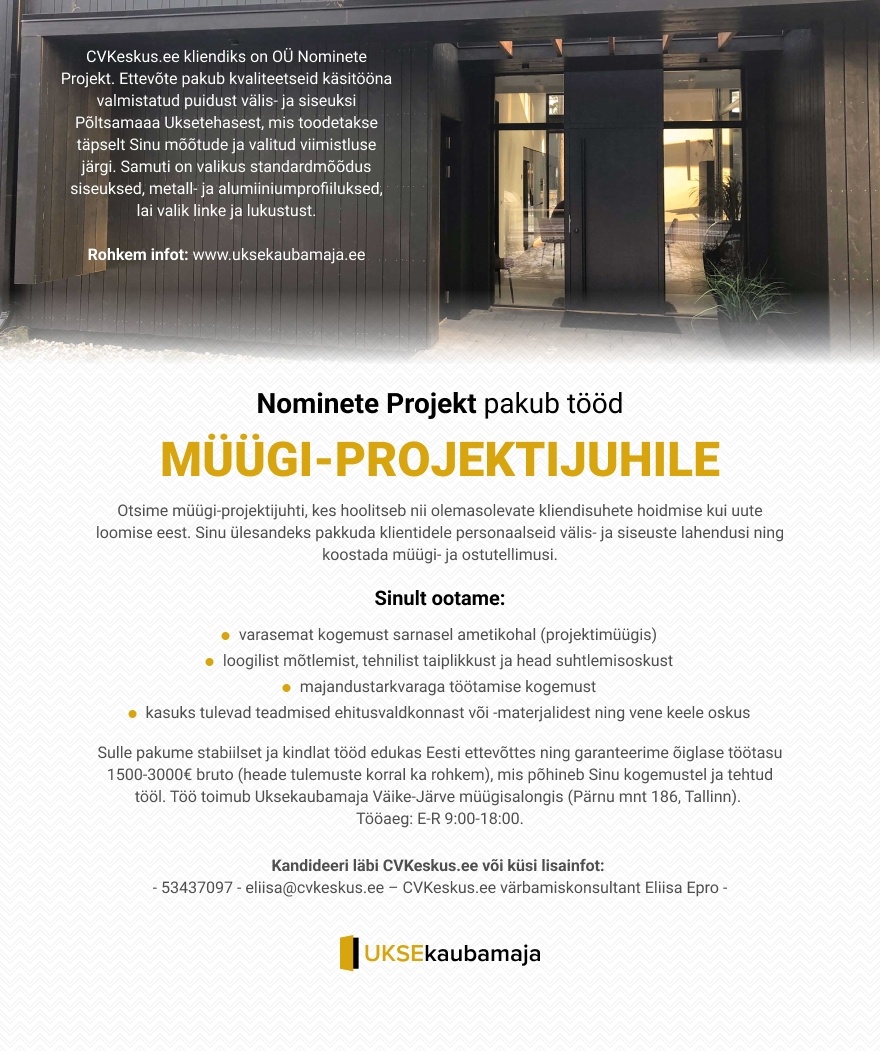 OÜ Nominete Projekt MÜÜGI-PROJEKTIJUHT