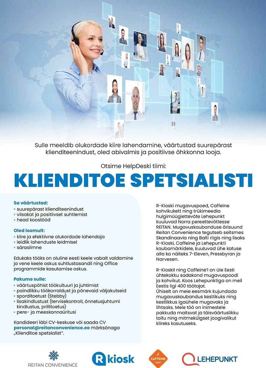 Reitan Convenience Estonia AS Klienditoe spetsialist