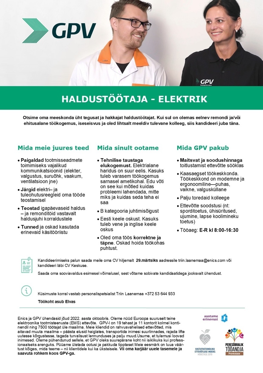 GPV Estonia Haldustöötaja-elektrik
