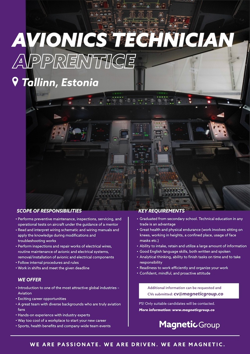 Magnetic MRO AS Avioonika Tehniku Õpilane / Avionics Technician Apprentice