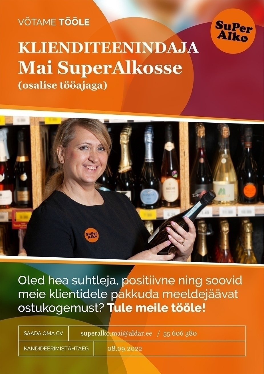 Aldar Eesti OÜ Klienditeenindaja Mai SuperAlkosse (suvetöötaja)