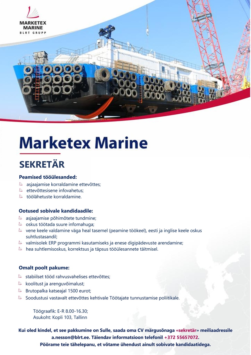 Marketex Marine OÜ Sekretär
