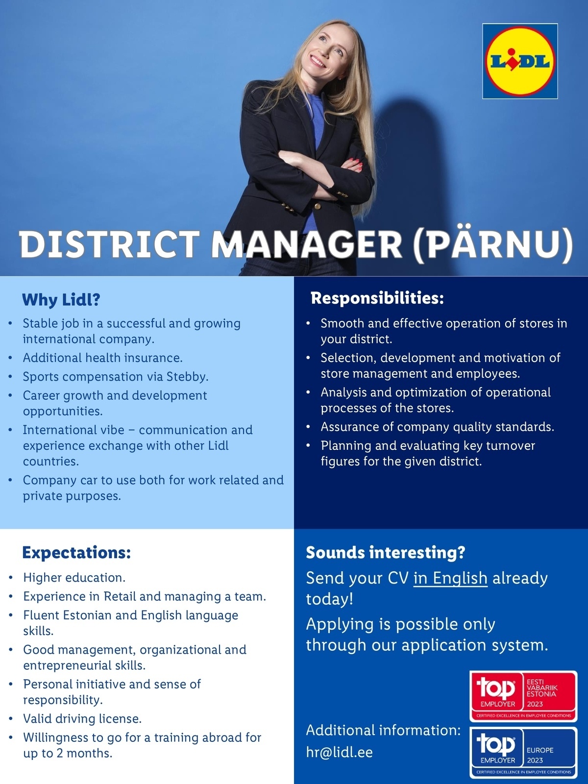 Lidl Eesti OÜ District Manager (Pärnu)