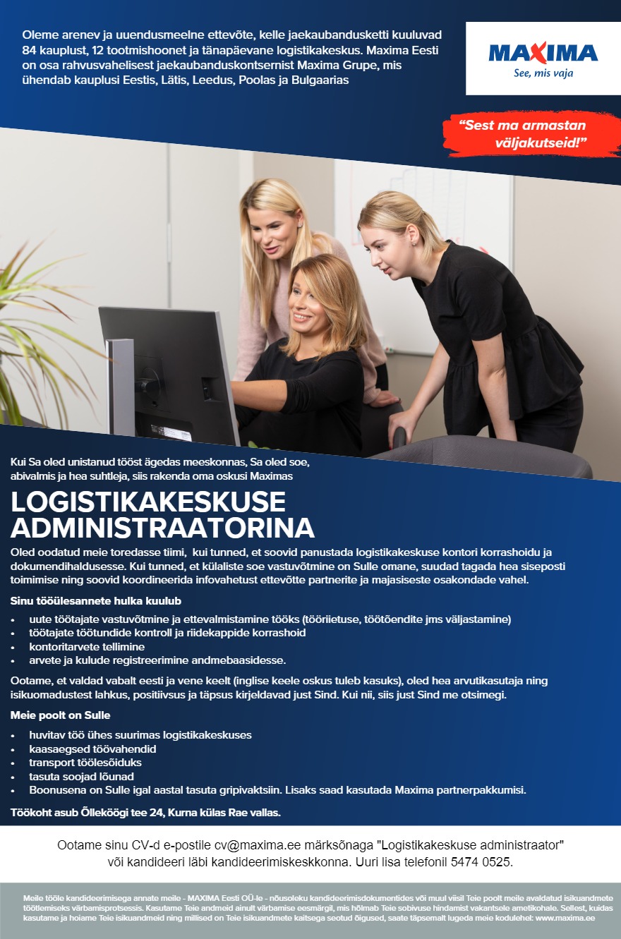 MAXIMA Eesti OÜ Administraator