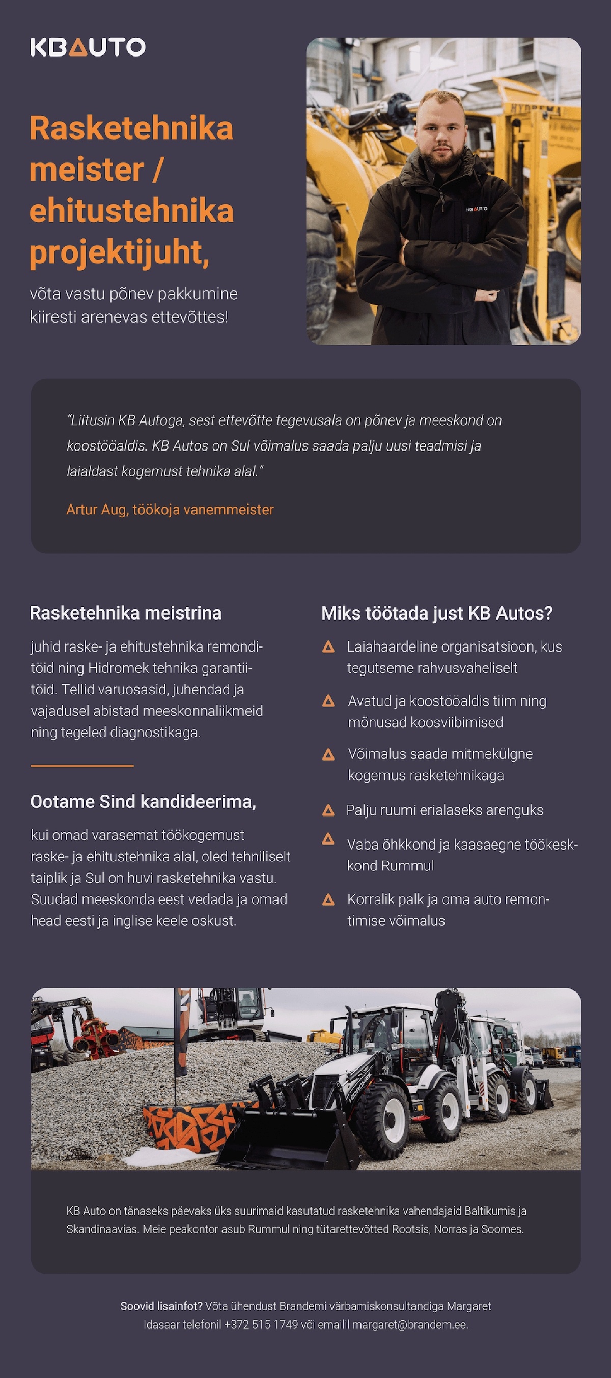 BRANDEM BALTIC OÜ Rasketehnika meister / ehitustehnika projektijuht