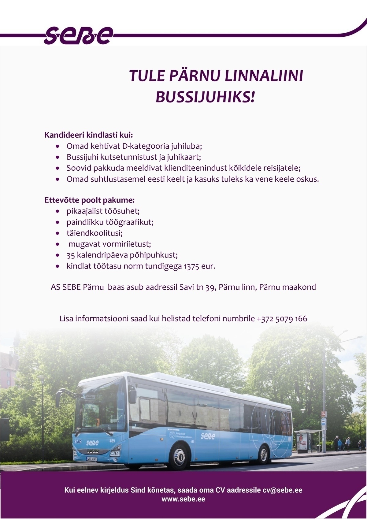 Sebe AS Pärnu linnaliinide bussijuht