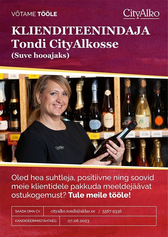 Aldar Eesti OÜ Klienditeenindaja Tondi CityAlkosse (suve hooajaks)