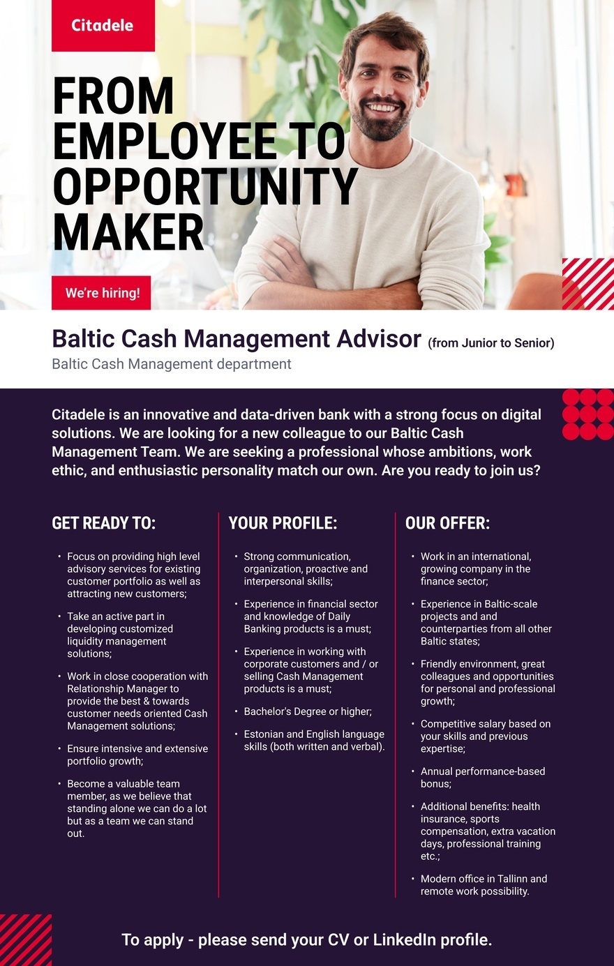 AS CITADELE BANKA EESTI FILIAAL Baltic Cash Management Advisor