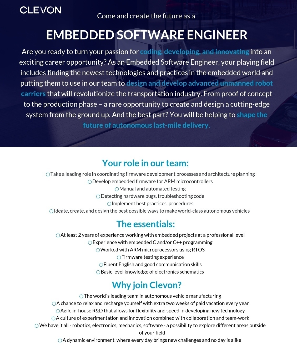 Clevon AS Embedded Software Engineer