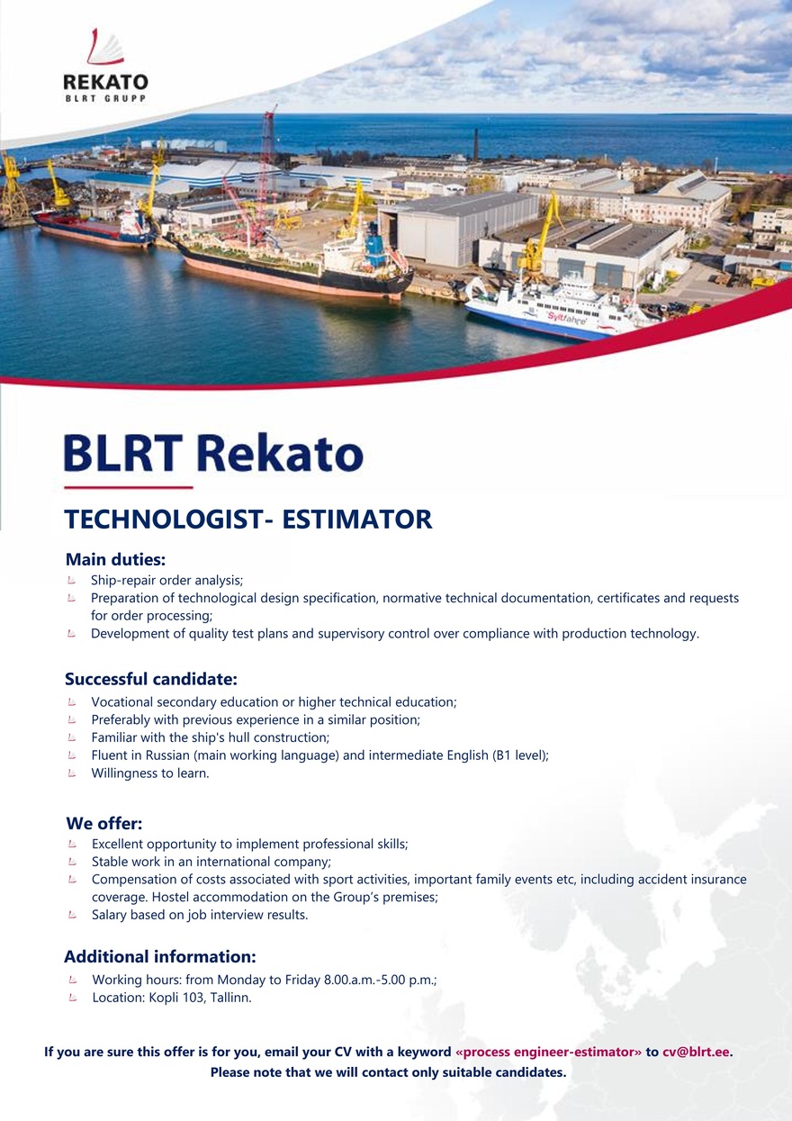 BLRT Rekato Technologist- estimator / Технолог-эстиматор