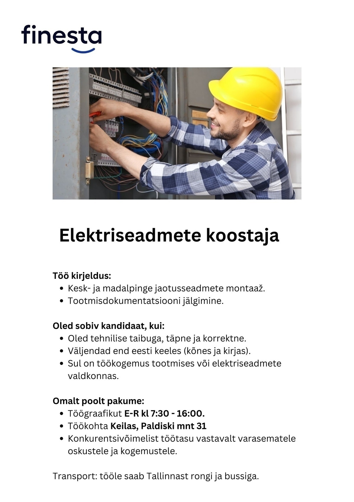 Finesta Baltic OÜ Elektriseadmete koostaja