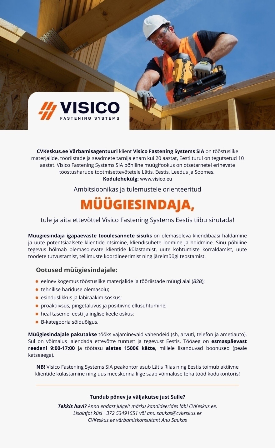 Visico Fastening Systems SIA  MÜÜGIESINDAJA (üle Eesti)