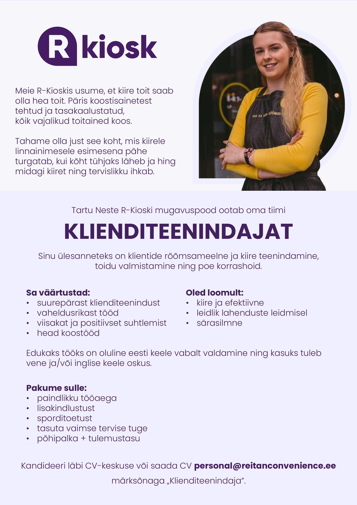 Reitan Convenience Estonia AS Tartu Neste Bitestop R-Kioski klienditeenindaja