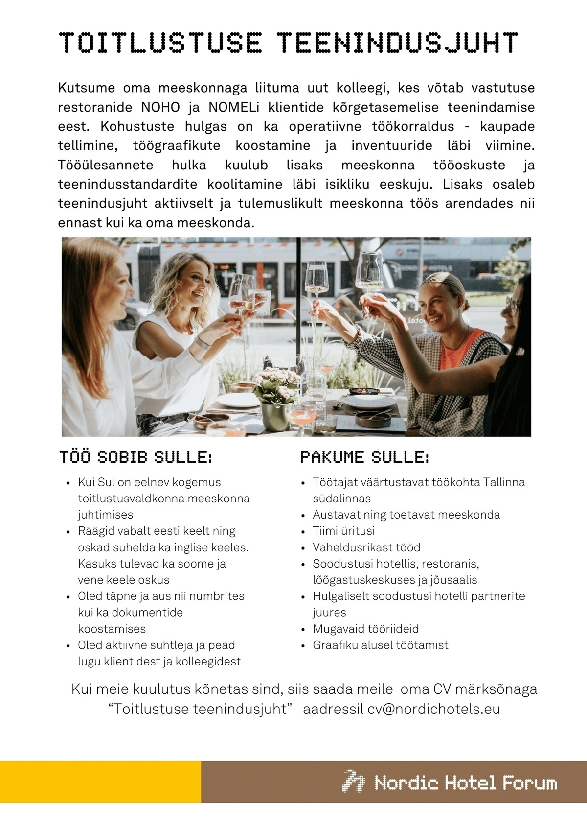 Nordic Hotels OÜ Toitlustuse teenindusjuht