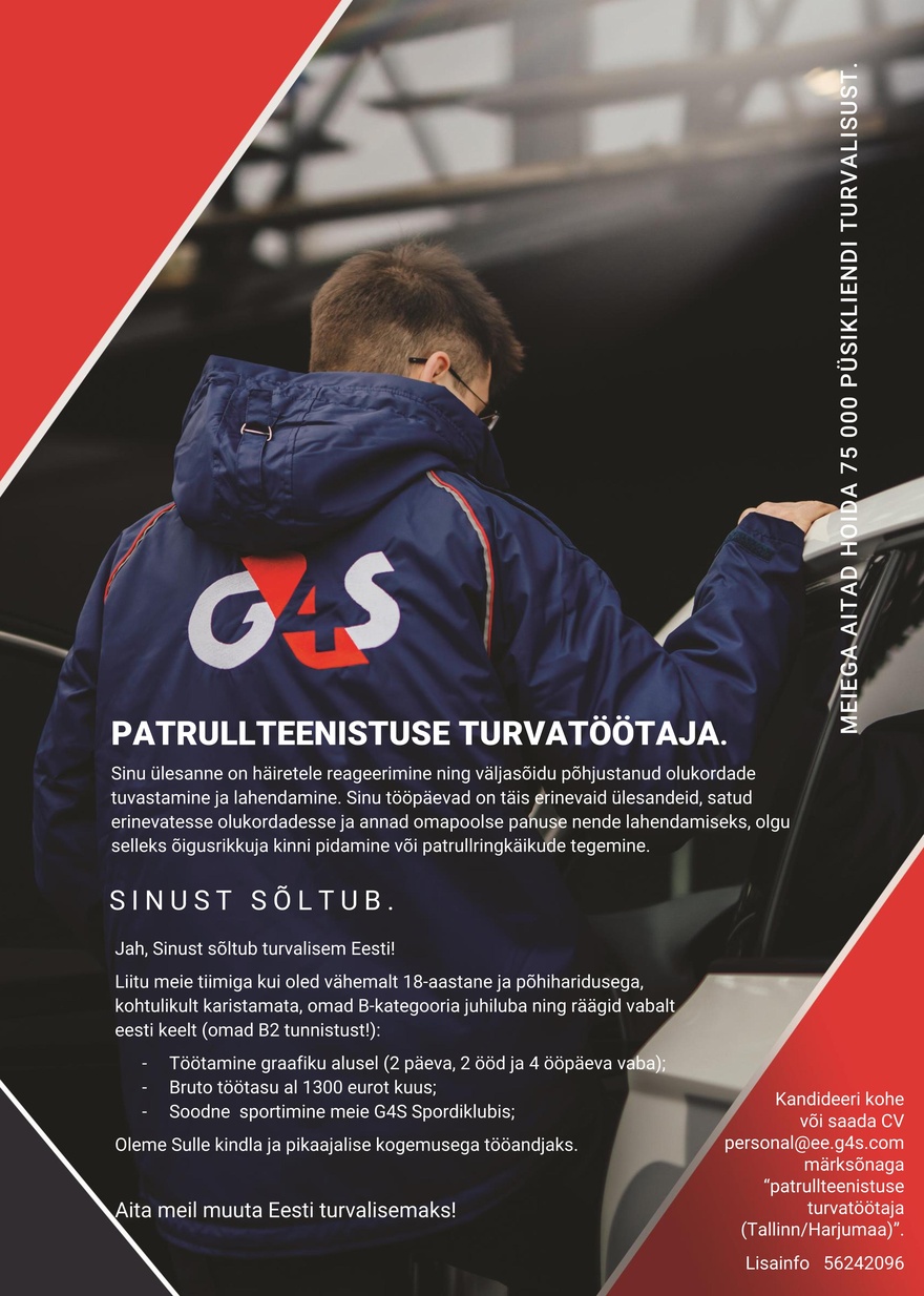 AS G4S Eesti Patrullteenistuse turvatöötaja Tallinnas