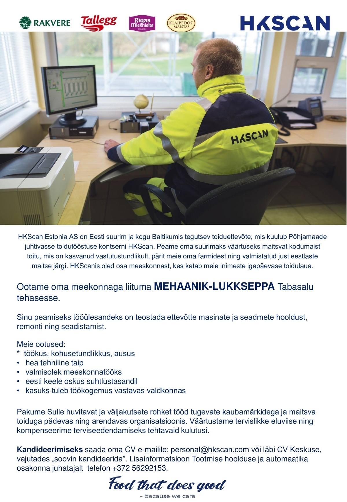 HKScan Estonia AS Mehhaanik-lukksepp