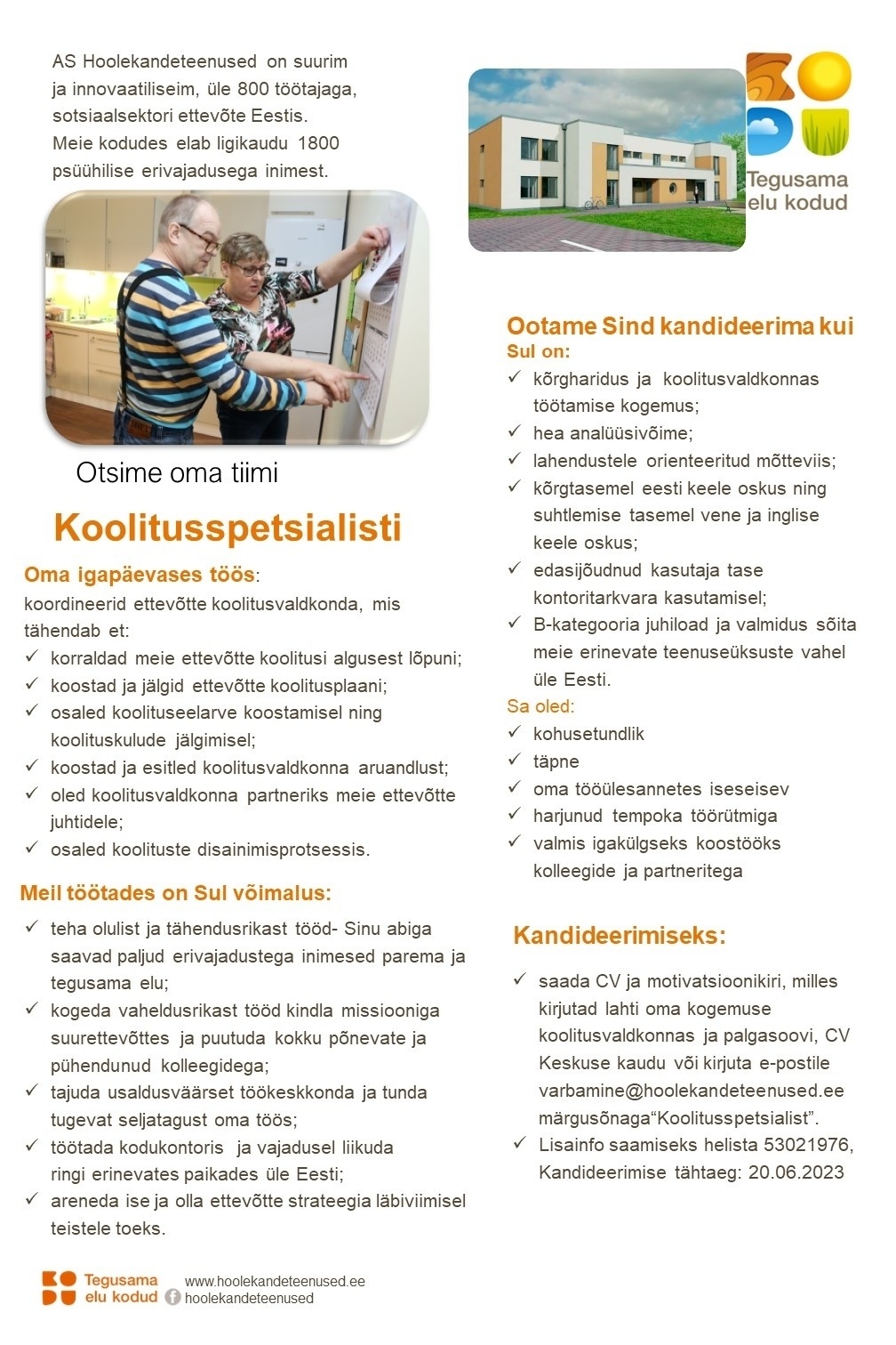 HOOLEKANDETEENUSED AS Koolitusspetsialist