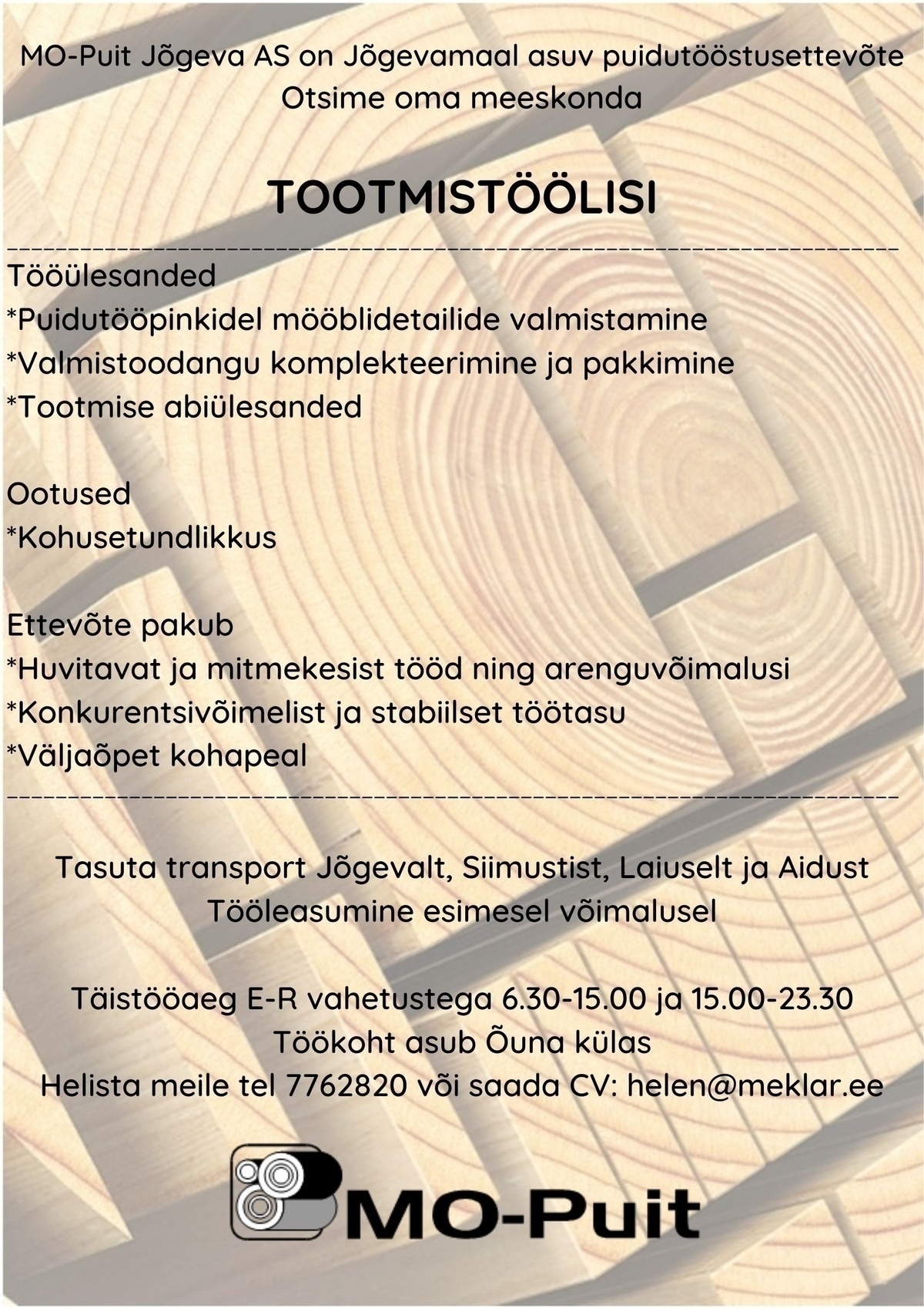 MO-Puit Jõgeva AS TOOTMISTÖÖLINE (Õuna küla)