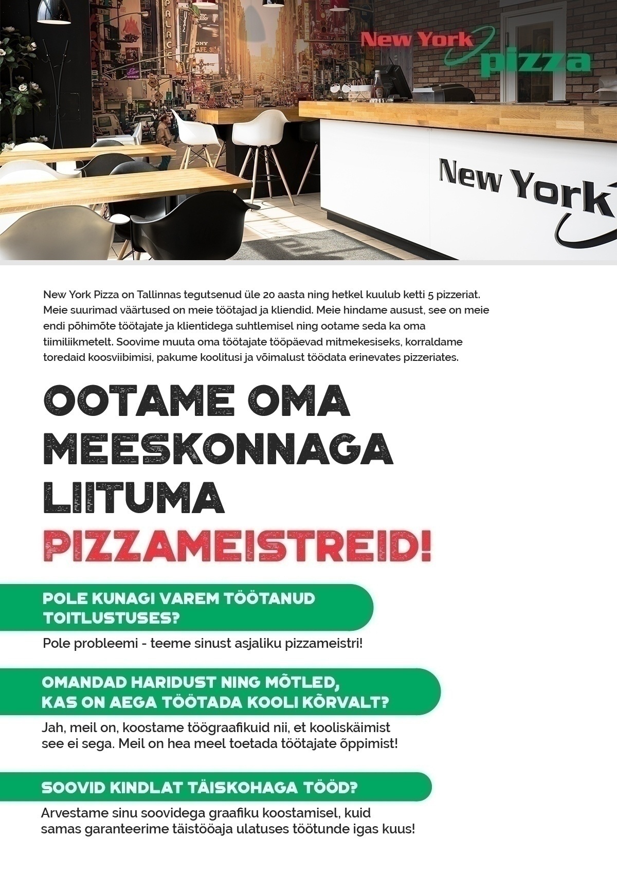 CP Group OÜ Pizzameister - Klienditeenindaja New York Pizzas